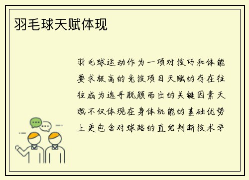 羽毛球天赋体现